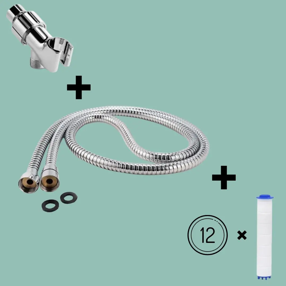 Shower hose + Holder + 12 Filters - Iondrops